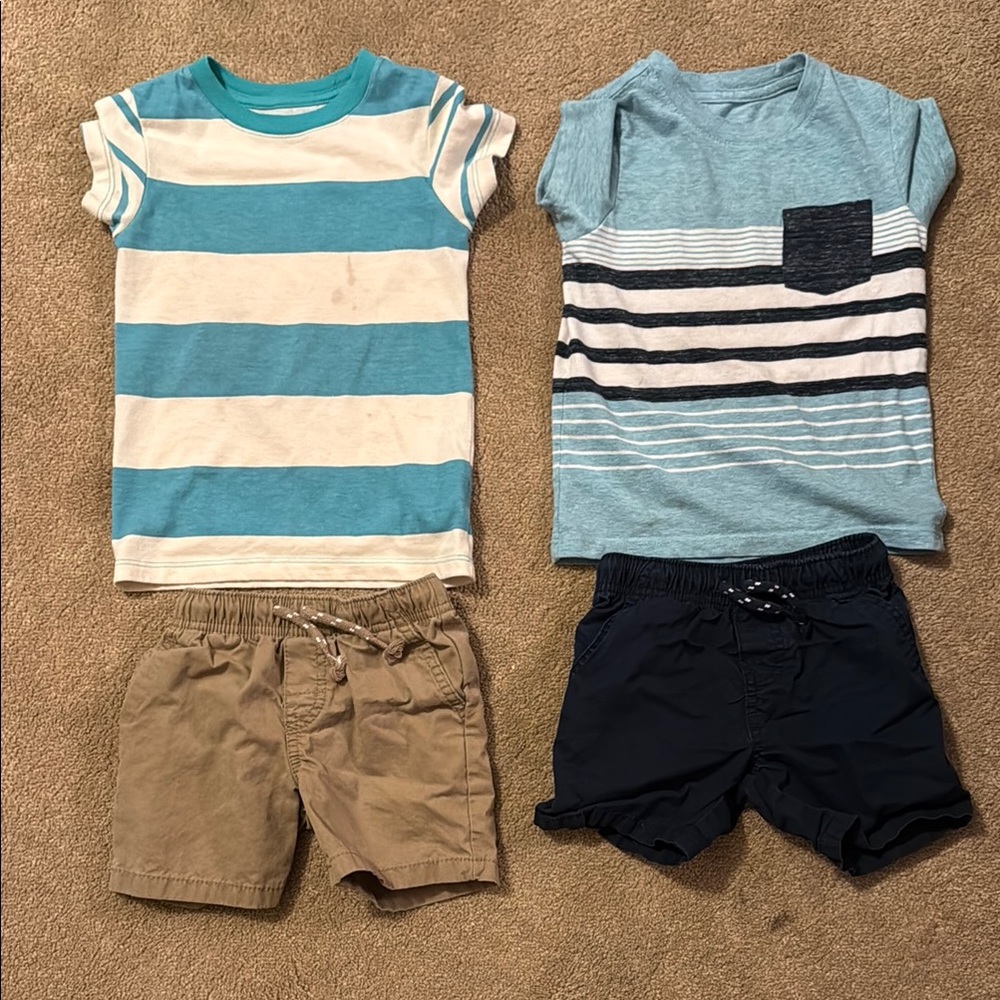 Cat & Jack. Striped Teal and Blue Toddler Outfits